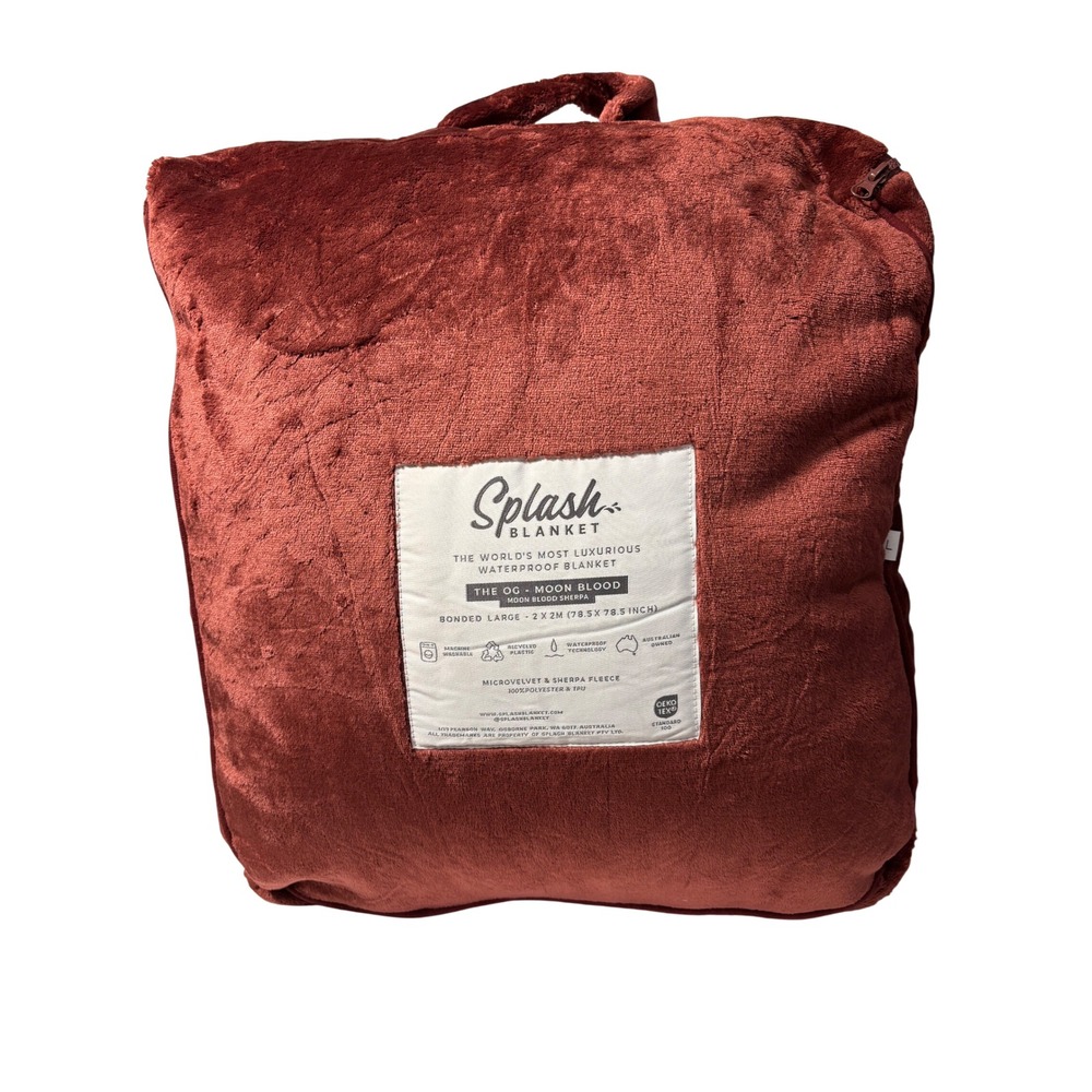 Splash Blanket OG Moon Blood Sherpa Waterproof Blanket Large 78.5"x78.5" New